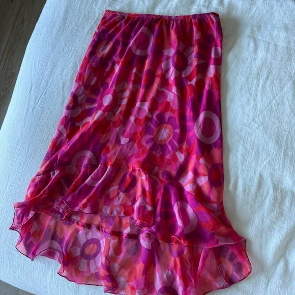 Vintage pink floral midi skirt - Picture 3 of 7